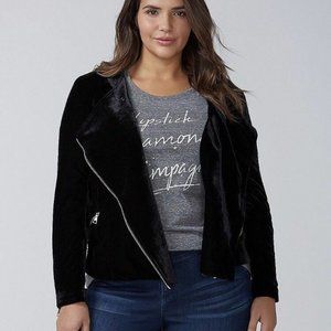 Lane Bryant Coat BLACK VELVET MOTO BIKER JACKET